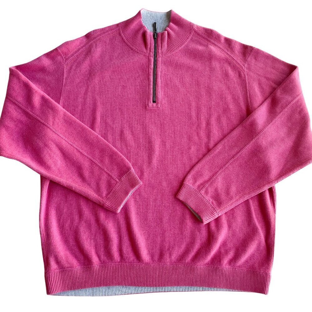 Tommy Bahama Woman's Pink Pullover Quarter Zip, Heavyweight Heavy Kit Thick